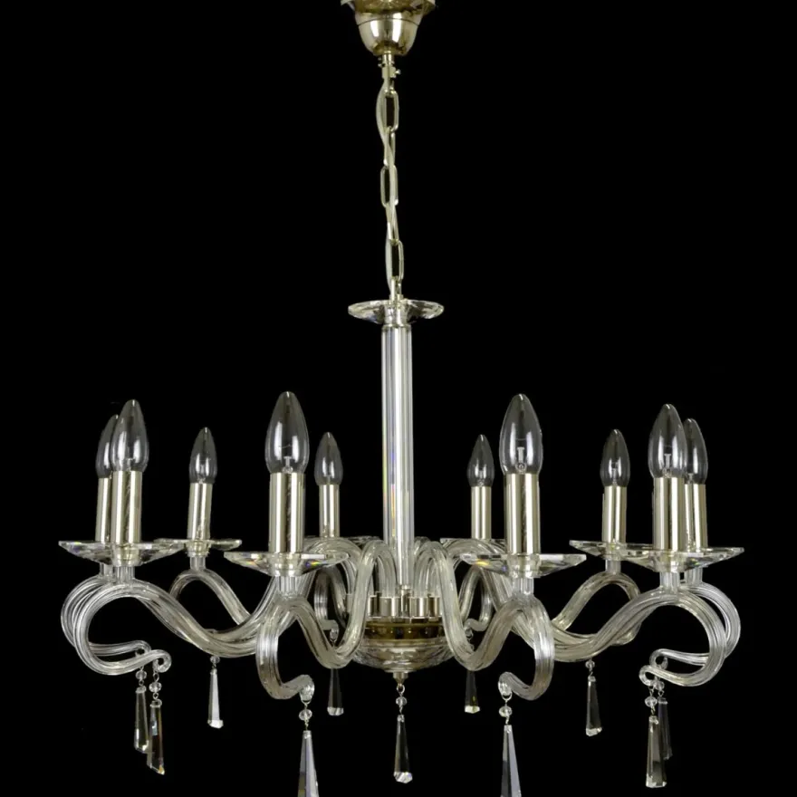 Casa Padrino Luxus Barock Kristall Kronleuchter Gold Ø 61 x H. 45 cm - Prunkvolle Messing Kronleuchter mit böhmischem Kristallglas - Barock Möbel - Edel & Prunkvoll