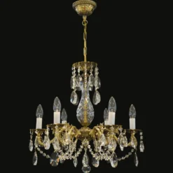 Casa Padrino Luxus Barock Kristall Kronleuchter Gold Ø 55 x H. 52 cm - Prunkvolle Messing Kronleuchter mit böhmischem Kristallglas - Barock Möbel - Edel & Prunkvoll