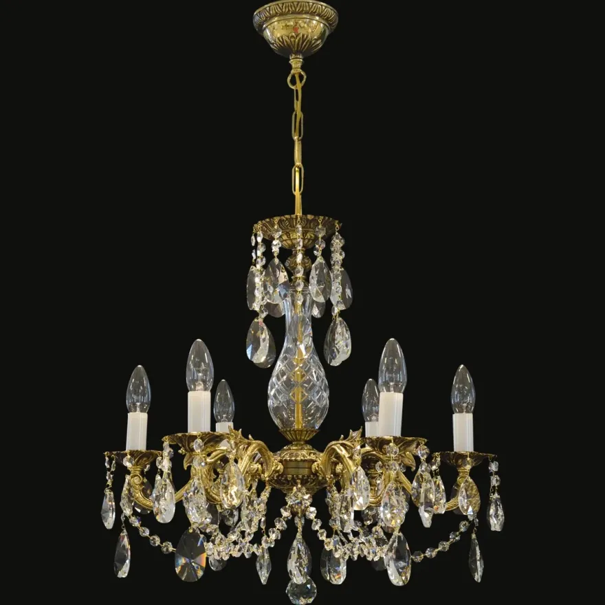 Casa Padrino Luxus Barock Kristall Kronleuchter Gold Ø 55 x H. 52 cm - Prunkvolle Messing Kronleuchter mit böhmischem Kristallglas - Barock Möbel - Edel & Prunkvoll