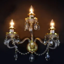 Casa Padrino Luxus Barock Kristall Wandleuchte Gold 38 x 18 x H. 36 cm - Prunkvolle Messing Wandleuchte mit böhmischem Kristallglas - Barock Möbel - Edel & Prunkvoll