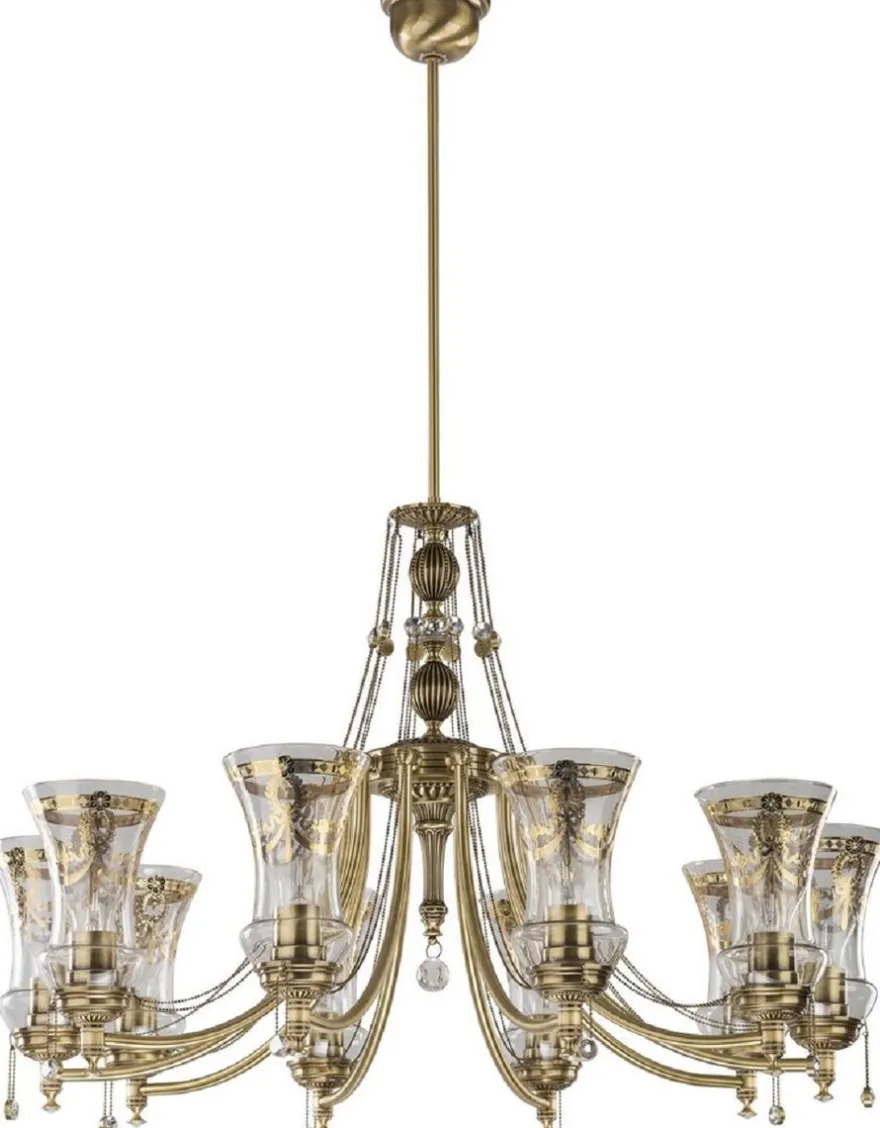 Casa Padrino Luxus Barock Kristall Kronleuchter Messing mit Patina Ø 80 cm