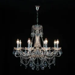 Casa Padrino Luxus Barock Kristall Kronleuchter Silber Ø 65 x H. 62 cm - Prunkvolle Messing Kronleuchter mit böhmischem Kristallglas - Barock Möbel - Edel & Prunkvoll