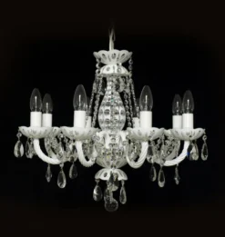 Casa Padrino Luxus Barock Kristall Kronleuchter Silber Ø 57 x H. 55 cm - Prunkvolle Messing Kronleuchter mit böhmischem Kristallglas - Barock Möbel - Edel & Prunkvoll