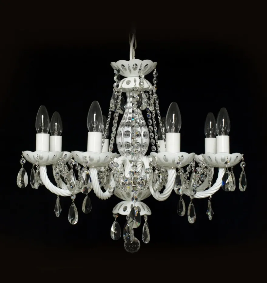 Casa Padrino Luxus Barock Kristall Kronleuchter Silber Ø 57 x H. 55 cm - Prunkvolle Messing Kronleuchter mit böhmischem Kristallglas - Barock Möbel - Edel & Prunkvoll