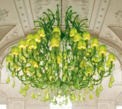 Casa Padrino Luxus Barock Kristall Kronleuchter Grün Ø 190 x H. 170 cm - Riesiger Venezianischer Kronleuchter - Schloss Kronleuchter - Palast Kronleuchter - Luxus Qualität - Made in Italy
