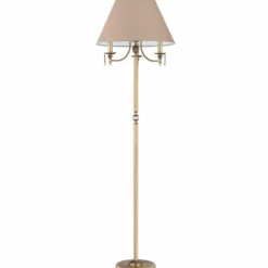 Casa Padrino Luxus Barock Kristall Stehleuchte Messing mit Patina / Braun H. 172 cm