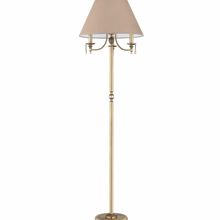 Casa Padrino Luxus Barock Kristall Stehleuchte Messing mit Patina / Braun H. 172 cm