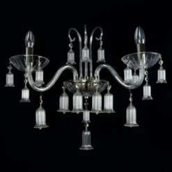 Casa Padrino Luxus Barock Kristall Wandleuchte Silber 38 x 20 x H. 25 cm - Prunkvolle Messing Wandleuchte mit böhmischem Kristallglas - Barock Möbel - Edel & Prunkvoll