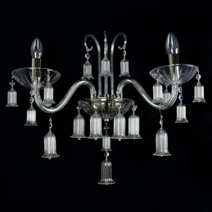 Casa Padrino Luxus Barock Kristall Wandleuchte Silber 38 x 20 x H. 25 cm - Prunkvolle Messing Wandleuchte mit böhmischem Kristallglas - Barock Möbel - Edel & Prunkvoll