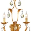 Casa Padrino Luxus Barock Kristall Wandleuchte Antik Gold 37 x 14 x H. 47 cm - Elegante Metall Wandlampe mit edlem Murano Glas - Barock Leuchten