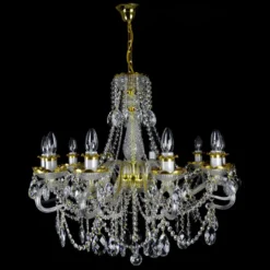 Casa Padrino Luxus Barock Kristall Kronleuchter Gold Ø 75 x H. 69 cm - Prunkvolle Messing Kronleuchter mit böhmischem Kristallglas - Barock Möbel - Edel & Prunkvoll