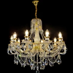 Casa Padrino Luxus Barock Kristall Kronleuchter Gold Ø 75 x H. 69 cm - Prunkvolle Messing Kronleuchter mit böhmischem Kristallglas - Barock Möbel - Edel & Prunkvoll