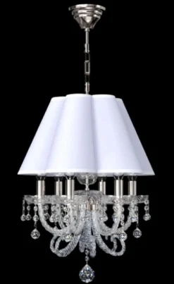 Casa Padrino Luxus Barock Kristall Hängeleuchte Silber / Weiß Ø 45 x H. 66 cm - Prunkvolle Hängelampe mit Böhmischem Kristallglas - Luxus Hängeleuchten im Barockstil - Edel & Prunkvoll