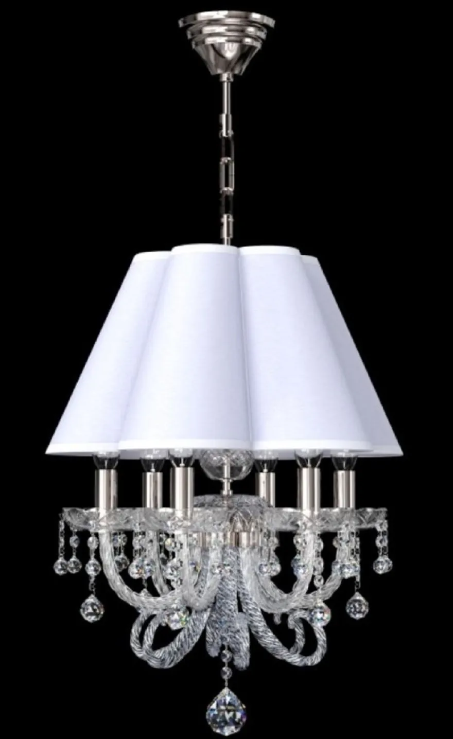 Casa Padrino Luxus Barock Kristall Hängeleuchte Silber / Weiß Ø 45 x H. 66 cm - Prunkvolle Hängelampe mit Böhmischem Kristallglas - Luxus Hängeleuchten im Barockstil - Edel & Prunkvoll