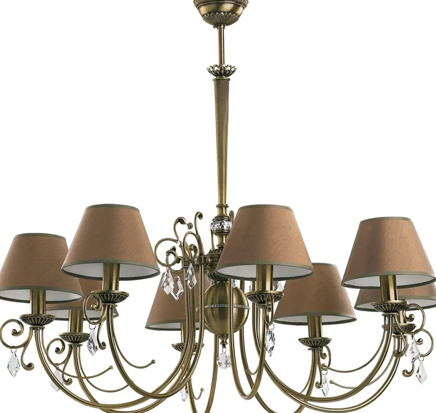 Casa Padrino Luxus Barock Kristall Kronleuchter Messing mit Patina / Braun Ø 90 cm