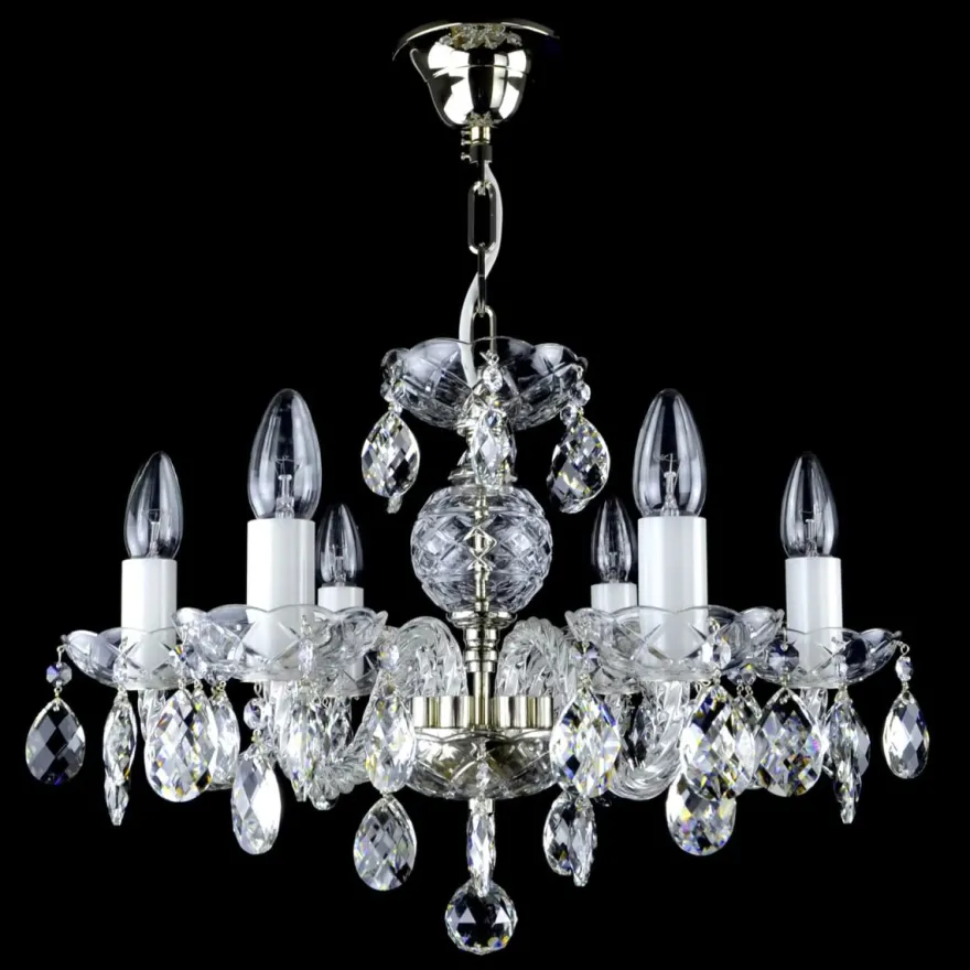Casa Padrino Luxus Barock Kristall Kronleuchter Silber Ø 49 x H. 35 cm - Prunkvolle Messing Kronleuchter mit böhmischem Kristallglas - Barock Möbel - Edel & Prunkvoll