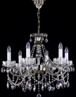 Casa Padrino Luxus Barock Kronleuchter Antik Silber Ø 65 x H. 57 cm - Prunkvoller Messing Kronleuchter mit Böhmischem Kristallglas - Edel & Prunkvoll