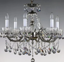 Casa Padrino Luxus Barock Kronleuchter Antik Silber Ø 65 x H. 57 cm - Prunkvoller Messing Kronleuchter mit Böhmischem Kristallglas - Edel & Prunkvoll