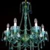 Casa Padrino Luxus Barock Kronleuchter Grün / Gold Ø 60 x H. 76 cm - Prunkvoller Barockstil Kronleuchter mit böhmischen Kristallglas - Edel & Prunkvoll