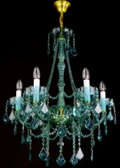 Casa Padrino Luxus Barock Kronleuchter Grün / Gold Ø 60 x H. 76 cm - Prunkvoller Barockstil Kronleuchter mit böhmischen Kristallglas - Edel & Prunkvoll