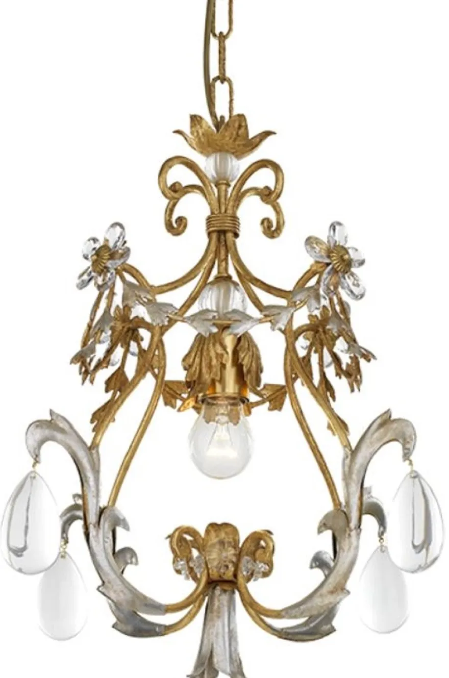 Casa Padrino Luxus Barock Kronleuchter Antik Gold / Antik Silber Ø 40 x H. 45 cm - Prunkvoller Wohnzimmer Kronleuchter im Barockstil - Barockstil Hotel Kronleuchter - Luxus Qualität - Made in Italy