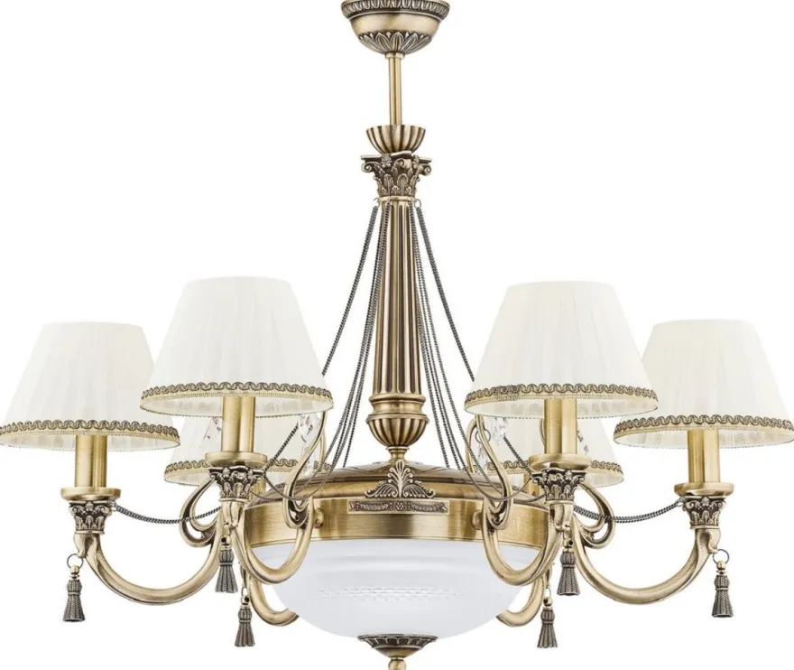 Casa Padrino Luxus Barock Kronleuchter Messing mit Patina / Weiß Ø 85 cm