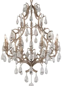 Casa Padrino Luxus Barock Kronleuchter Bronze Ø 93 x H. 136 cm - Handgefertigter Schmiedeeisen Kronleuchter mit edlen venezianischem Kristallglas Behängen in Tropfenform