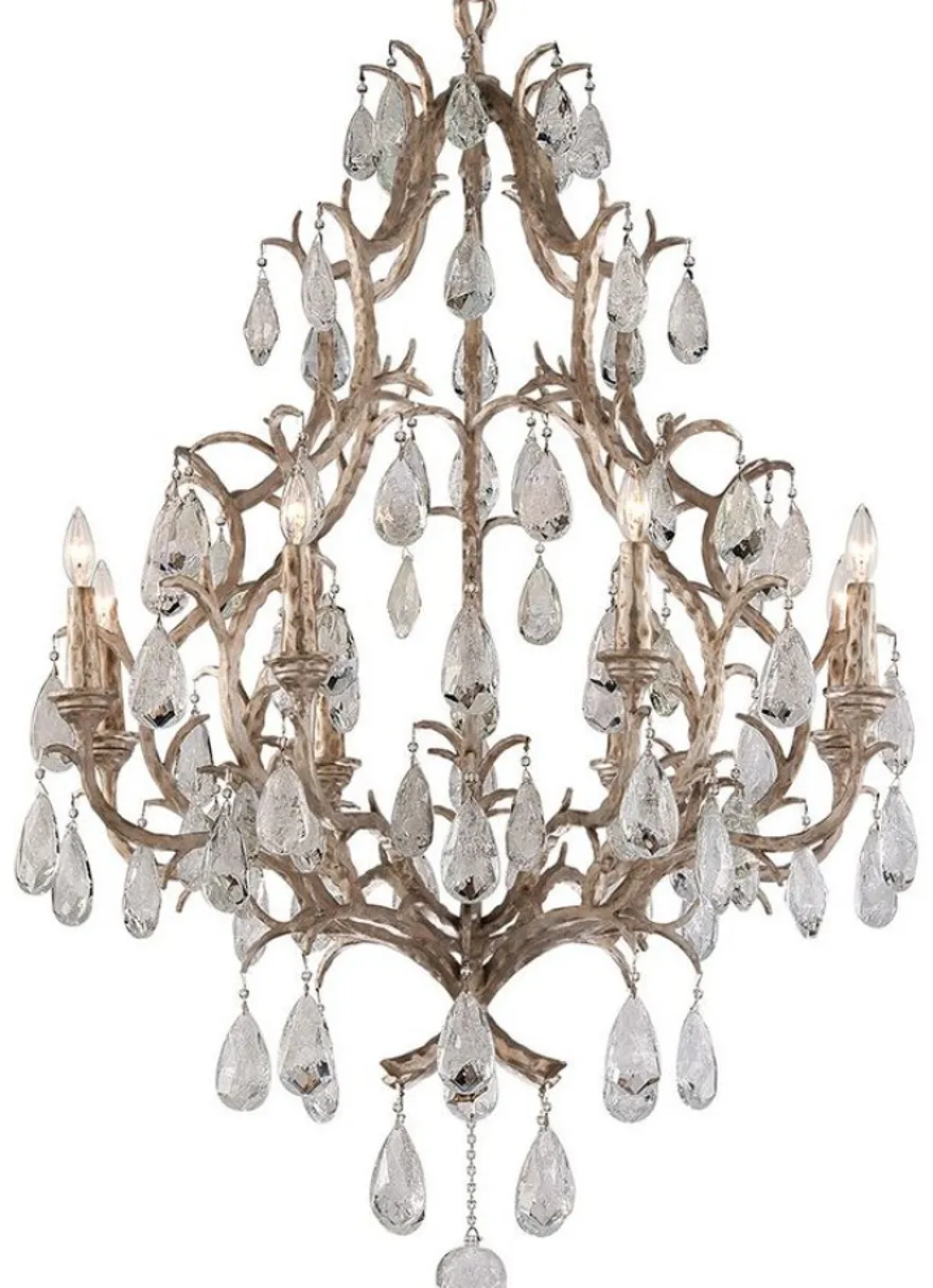 Casa Padrino Luxus Barock Kronleuchter Bronze Ø 93 x H. 136 cm - Handgefertigter Schmiedeeisen Kronleuchter mit edlen venezianischem Kristallglas Behängen in Tropfenform