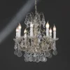 Casa Padrino Luxus Barock Kronleuchter Silber Ø 55 x H. 55 cm - Prunkvoller 8-flammiger Messing Kronleuchter - Barockstil Möbel