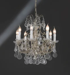 Casa Padrino Luxus Barock Kronleuchter Silber Ø 55 x H. 55 cm - Prunkvoller 8-flammiger Messing Kronleuchter - Barockstil Möbel