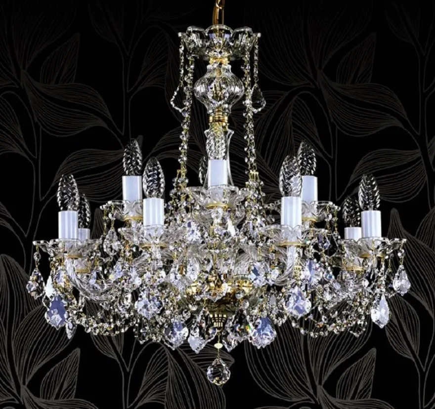 Casa Padrino Luxus Barock Kronleuchter mit böhmischen Kristallglas Gold Ø 64 cm