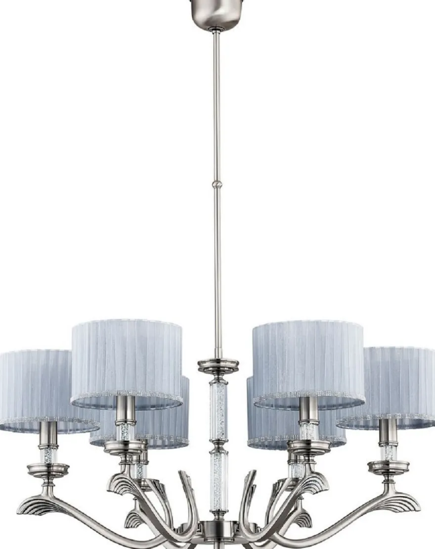 Casa Padrino Luxus Barock Kronleuchter Matt Silber / Grau Ø 76 cm