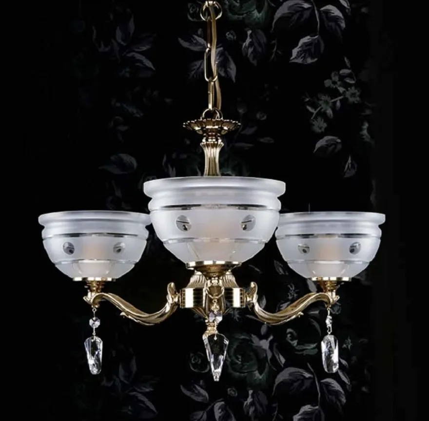Casa Padrino Luxus Barock Kronleuchter mit böhmischen Kristallglas Messing Ø 53 cm