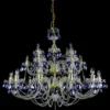 Casa Padrino Luxus Barock Kronleuchter Gold / Blau Ø 105 x H. 90 cm - Prunkvoller Barockstil Kronleuchter mit böhmischen Kristallglas - Edel & Prunkvoll