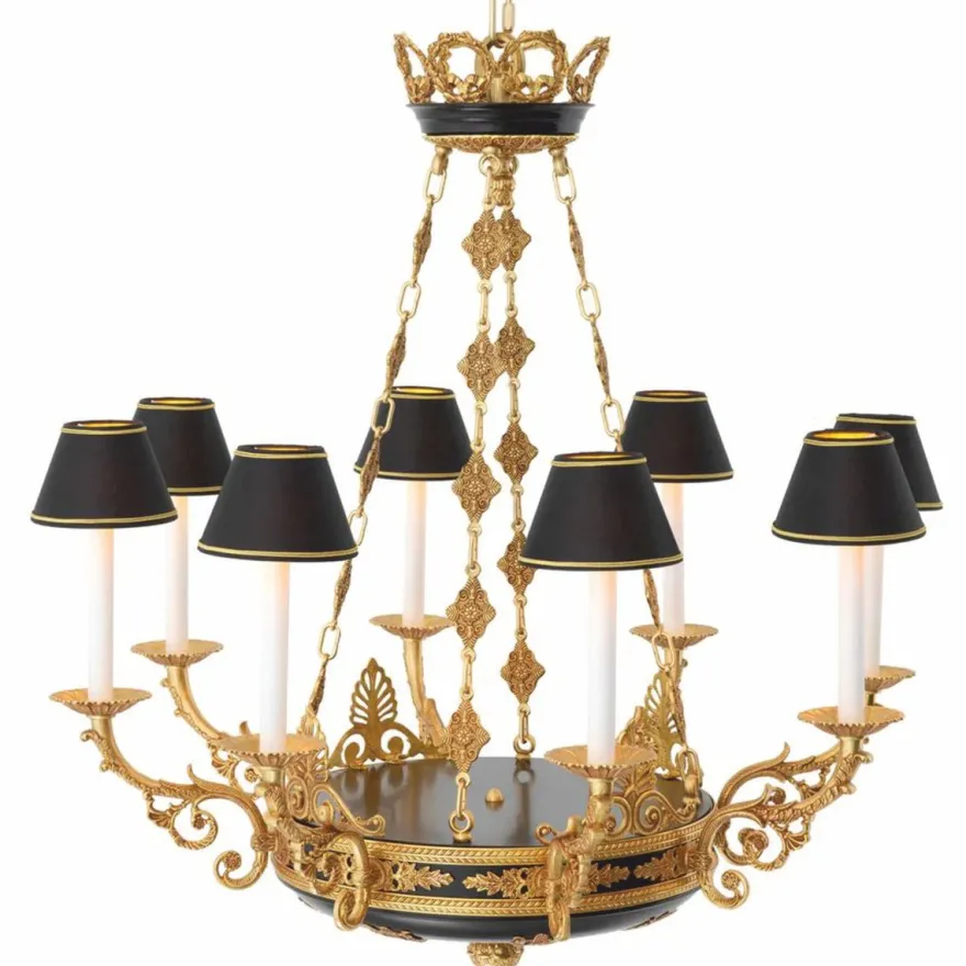 Casa Padrino Luxus Barock Kronleuchter Antik Gold / Schwarz Ø 97 x H. 99 cm - Luxus Qualität