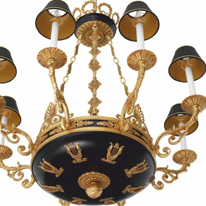 Casa Padrino Luxus Barock Kronleuchter Antik Gold / Schwarz Ø 97 x H. 99 cm - Luxus Qualität