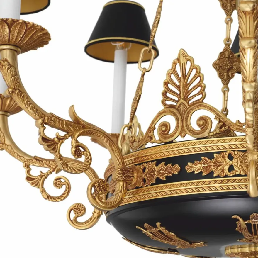 Casa Padrino Luxus Barock Kronleuchter Antik Gold / Schwarz Ø 97 x H. 99 cm - Luxus Qualität
