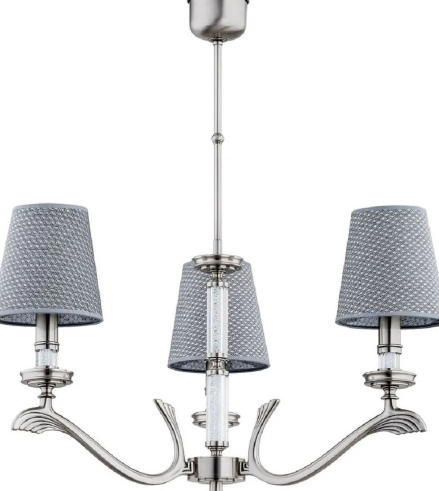 Casa Padrino Luxus Barock Kronleuchter Matt Silber / Grau Ø 69 cm