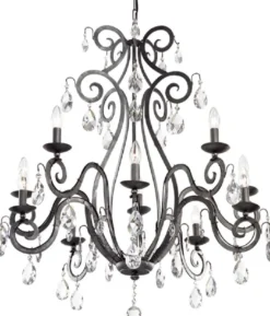 Casa Padrino Luxus Barock Kronleuchter mit Swarovski Kristallglas Anthrazit Ø 90 x H. 100 cm - Hotel & Restaurant Kronleuchter - Edel & Prunkvoll - Luxus Qualität - Made in Italy