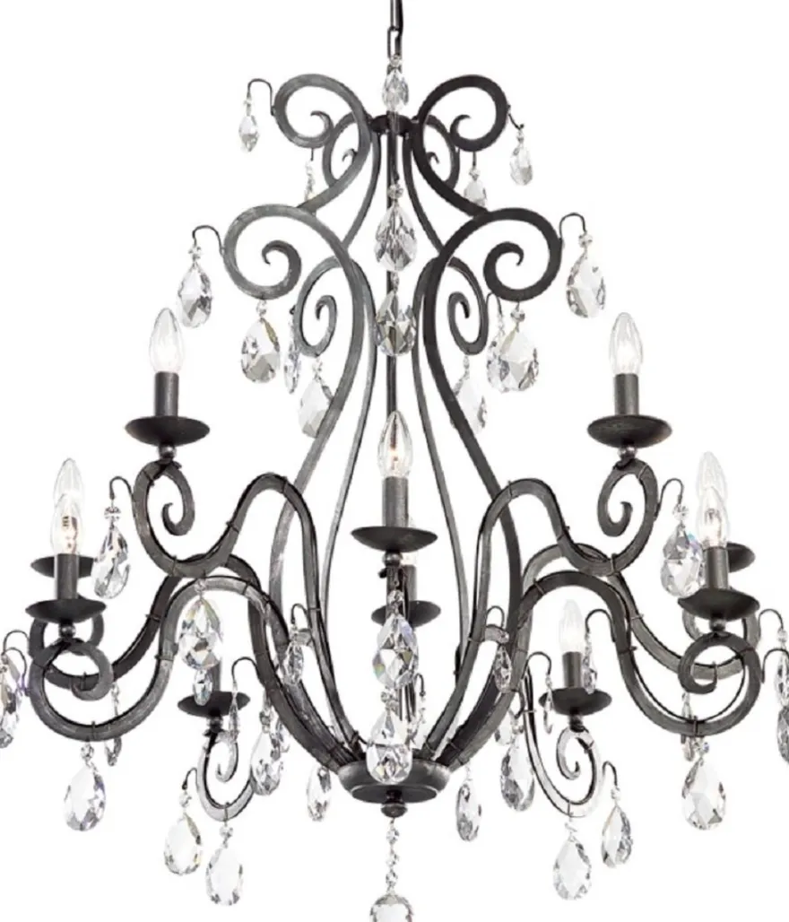 Casa Padrino Luxus Barock Kronleuchter mit Swarovski Kristallglas Anthrazit Ø 90 x H. 100 cm - Hotel & Restaurant Kronleuchter - Edel & Prunkvoll - Luxus Qualität - Made in Italy