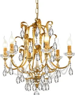 Casa Padrino Luxus Barock Kronleuchter mit böhmischen Kristallglas Gold mit Patina Ø 61 x H. 60 cm - Prunkvoller Wohnzimmer Kronleuchter im Barockstil - Luxus Qualität - Made in Italy