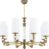 Casa Padrino Luxus Barock Kronleuchter Messing mit Patina / Weiß Ø 69 x H. 70 cm