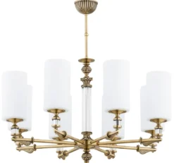 Casa Padrino Luxus Barock Kronleuchter Messing mit Patina / Weiß Ø 69 x H. 70 cm