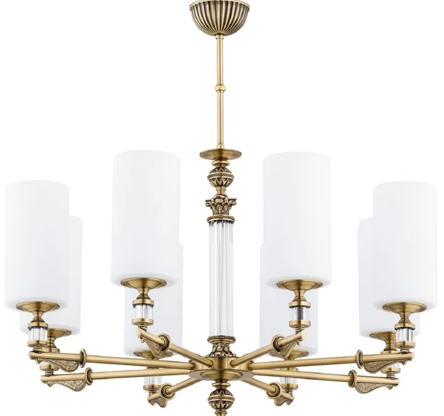 Casa Padrino Luxus Barock Kronleuchter Messing mit Patina / Weiß Ø 69 x H. 70 cm