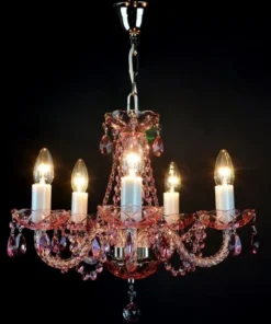 Casa Padrino Luxus Barock Kronleuchter Rosa / Silber Ø 45 x H. 38 cm - Prunkvoller Barockstil Kronleuchter mit böhmischen Kristallglas - Edel & Prunkvoll