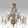 Casa Padrino Luxus Barock Kronleuchter mit echten Glaskristallen Silber Antik-Look, 10 Flammiger Lüster, Durchmesser 90 cm