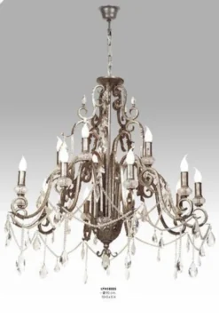 Casa Padrino Luxus Barock Kronleuchter mit echten Glaskristallen Silber Antik-Look, 10 Flammiger Lüster, Durchmesser 90 cm