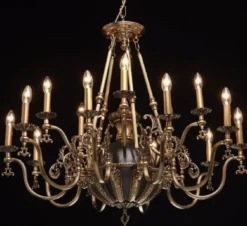 Casa Padrino Luxus Barock Kronleuchter Antik Bronzefarben / Schwarz Ø 105 x H. 205 cm - Prunkvoller Wohnzimmer Kronleuchter im Barockstil - Luxus Qualität