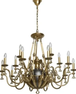 Casa Padrino Luxus Barock Kronleuchter Antik Bronzefarben / Schwarz Ø 105 x H. 205 cm - Prunkvoller Wohnzimmer Kronleuchter im Barockstil - Luxus Qualität