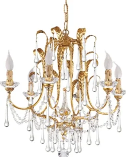 Casa Padrino Luxus Barock Kronleuchter mit edlem Murano Glas Gold mit Patina Ø 61 x H. 60 cm - Prunkvoller Wohnzimmer Kronleuchter im Barockstil - Luxus Qualität - Made in Italy
